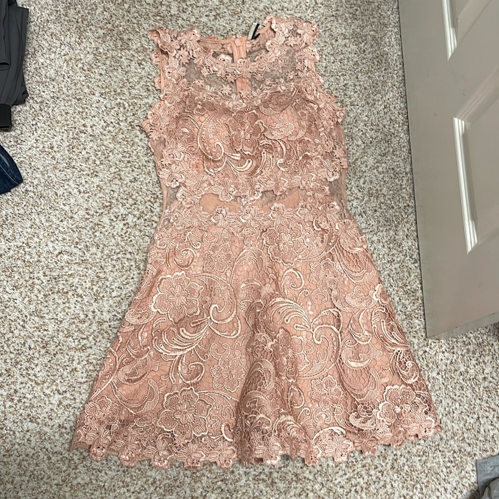 Topshop pink crochet dress
